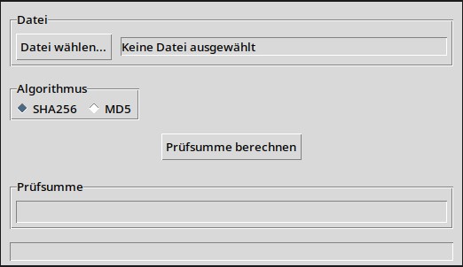 Screenshot des Datei Prüfsummen Rechners